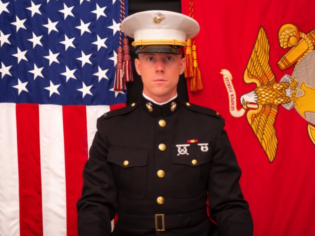 William Tamplin in his Marine Corps dress blues uniform
