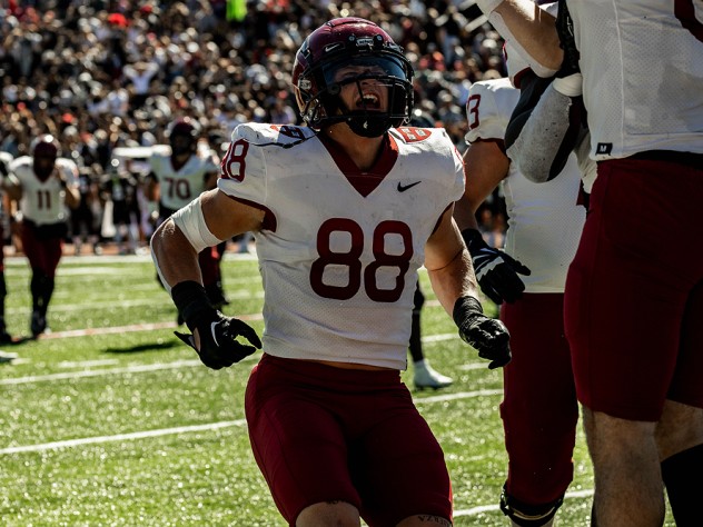 Senior tight end Tyler Neville’s four-yard catch on the opening drive helped set up the Crimson for its first touchdown.