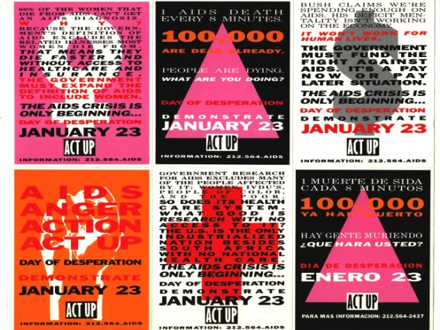 On loan from the collection of Avram Finkelstein. Photograph by Jessica Ficken. ©President and Fellows of Harvard College. A sheet of stickers from the ACT UP Day of Desperation, January 23, 1991