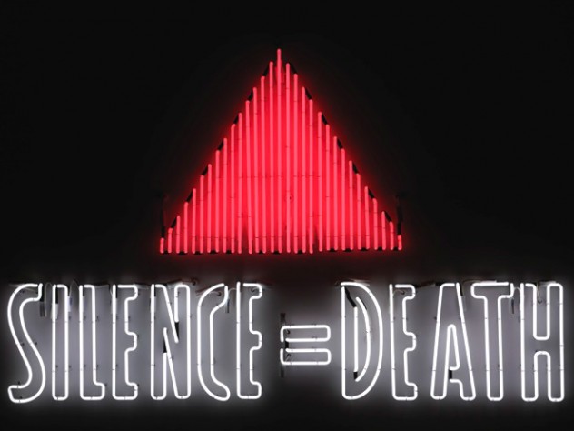 On loan from the collection of Avram Finkelstein. Photograph by Katya Kallsen. ©President and Fellows of Harvard College The iconic <i>Silence=Death</i> neon sign, 1987, by the Silence=Death Project, appropriated (and inverted) the pink triangle used by Nazis to identify known homosexuals; the message, in poster form, preceded the formation of ACT UP. This is a copy of the original from the collection of the New Museum, New York.
