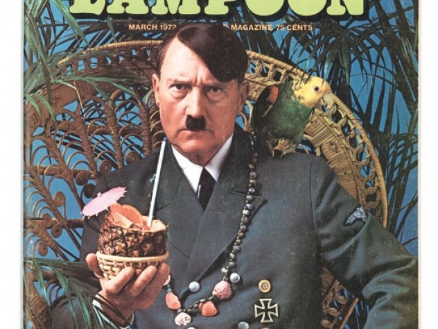The 1972 “Escape!” issue placed Adolf Hitler on a tropical island—with parrot, beads, and a paper-parasol-garnished rum drink.