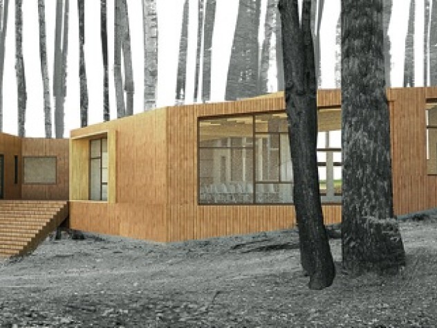 Rendering courtesy of MERGE architects A design for a YMCA health and wellness center, projected to go up at one or more YMCA camps, beginning in 2011