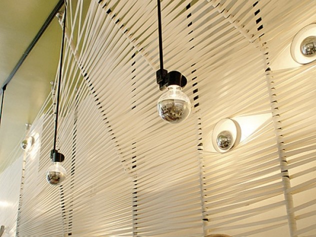 Cotton straps at Yak & Yeti create a unique wall and ceiling.