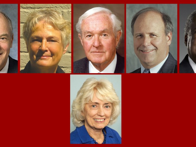 Top row from left: Michael A. Cooper, Judith A. Dollenmayer, Philip C, Haughey, Thomas G. McKinley, and Walter H. Morris Jr. Bottom: June Storey