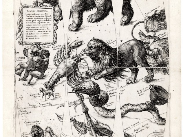 Houghton Library, Harvard College Library/Liechtenstein Map ColleCtion, *51-2459 pf. Jan Saenredam used copperplate engraving before 1600 to create these celestial globe gores, which echo and update Dürer.