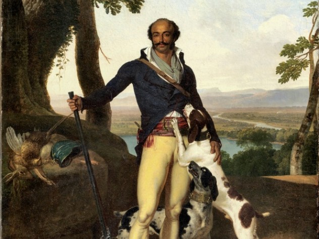 Attributed tо Louis Gauffier/ <i>Portrait d'un chasseur dans un paysage, dit portrait d'Alexandre Dumas père</i>/ cm 34/huile sur papier marouflé sur carton/ 32,5 x 25 cm/ (c) Bayonne, Musée Bonnat-Helleu / Cliché A. Vaquero <i>Portrait of a Hunter in a Landscape,</i> attributed to Louis Gauffier (1762-1801), is said to be a portrait of General Dumas.
