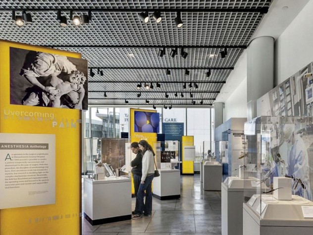 Photograph by © Anton Grassl/Esto Exhibits on medical history in the new museum’s first-floor gallery