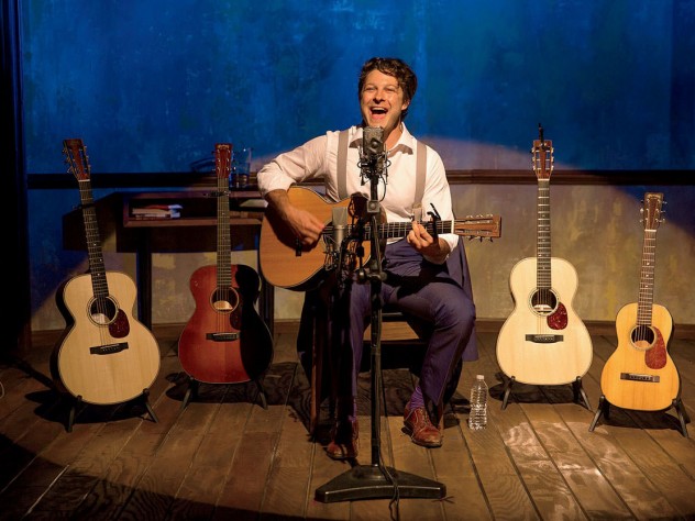 Benjamin Scheuer playing one of the six instruments he uses in the course of his one-man musical, The Lion