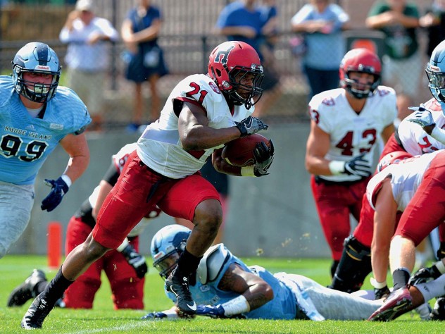 At Rhode Island, junior powerhouse Charlie Booker III rumbled for gains of 50 and 57 yards en route to a game- and career-high 139.