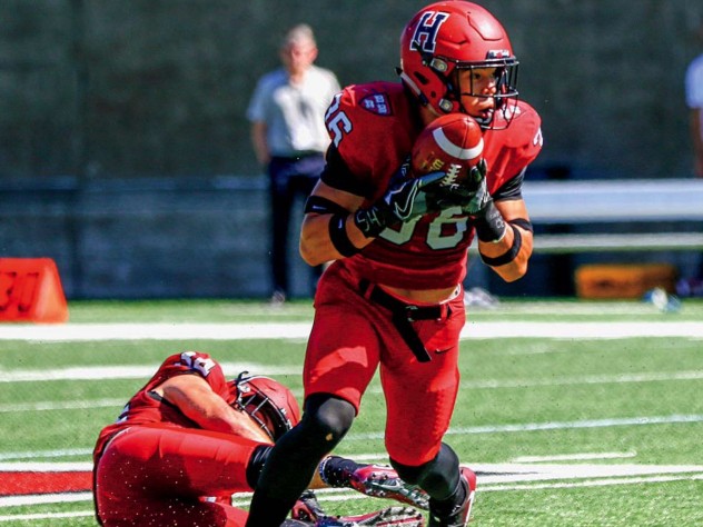 Pick six! Against Brown, senior defensive back Tanner Lee clutched Harvard’s first interception of the season, which he turned into a game-breaking touchdown.