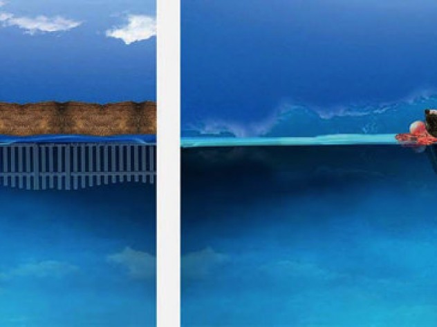 Home’s Horizons The computer montage diptych "Home’s Horizons,{ by Fatimah Tuggar features oceans and abodes