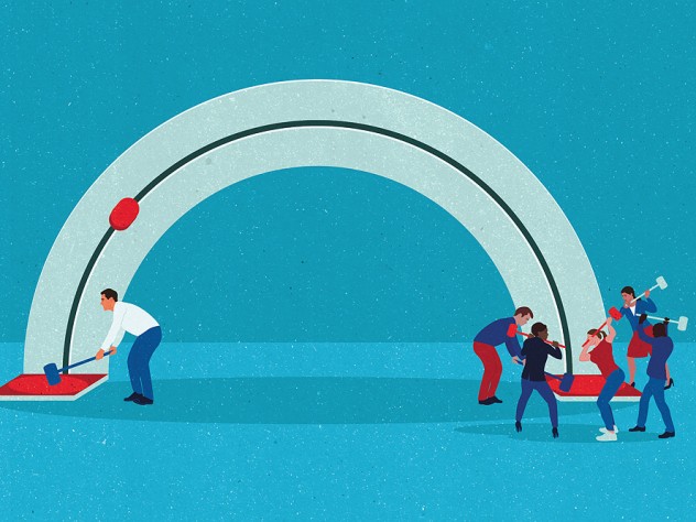 An illustration of social capital, the subject of the book being reviewed, in the form of an individual versus a group working together