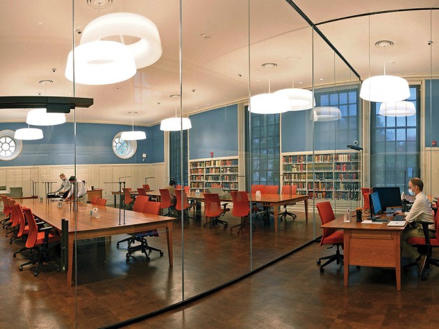Photograph of Houghton Library’s renovated reading room
