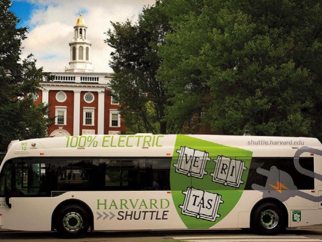 Photo of new Harvard campus shuttle electric bus