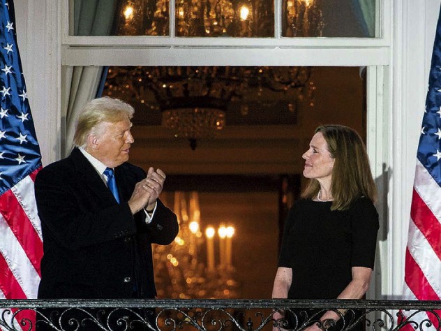 Photo of President Donald Trump and Supreme Court Associate Justice Amy Coney Barrett