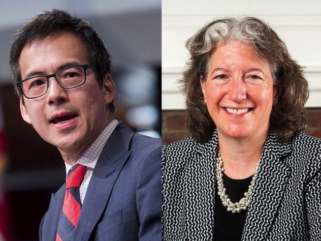Archon Fung and Meredith Weenick, chairs of faculty and staff advisory committees for Harvard presidential search
