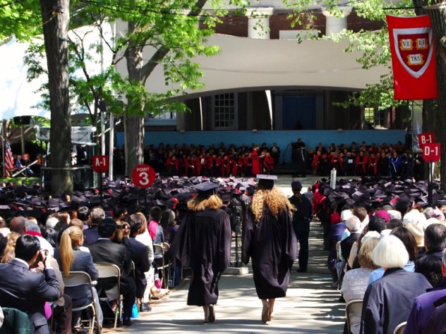 Photograph Commencement procession into Harvard Yard Tercentenary Theatre