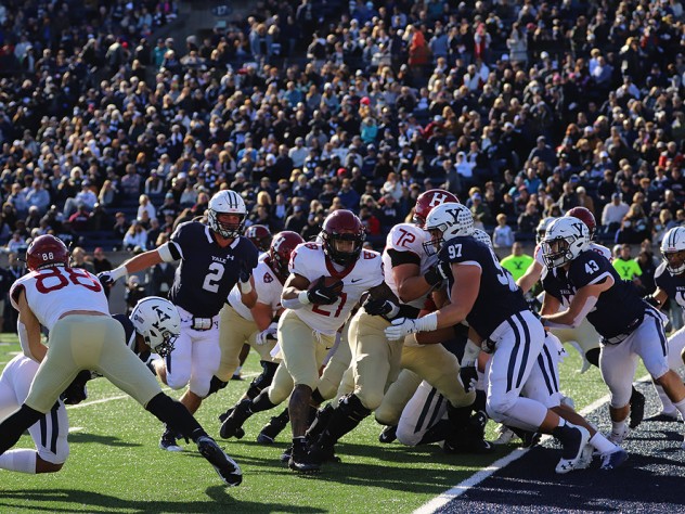 Aidan Borguet scores a a touchdown for the Crimson.