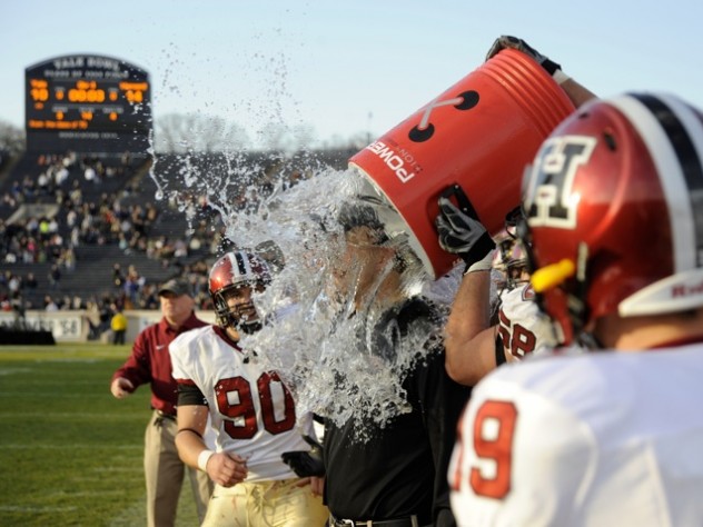 Coach Murphy got a Powerade shower as time expired.