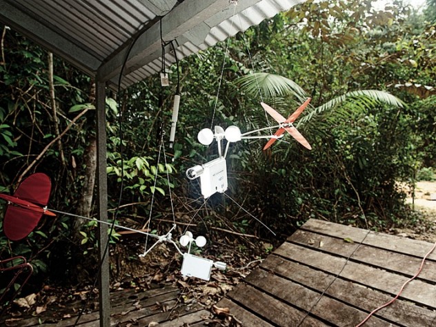 Photograph by Jake Bryant/www.envirofoto.com A sonde for gathering weather data—and a spare—under shelter at ZF-2