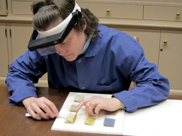 The Brontë juvenilia, being worked with here by conservator Priscilla Anderson, include novels by Charlotte and magazines by her brother, Branwell.