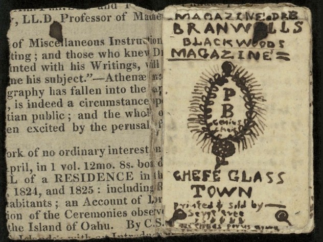 Houghton Library, Harvard University/MS Lowell 1 (5)/bequest of Amy Lowell, 1925 Branwell Brontë delighted in the satirical <i>Blackwood’s Edinburgh Magazine</i> and modeled his own after it.