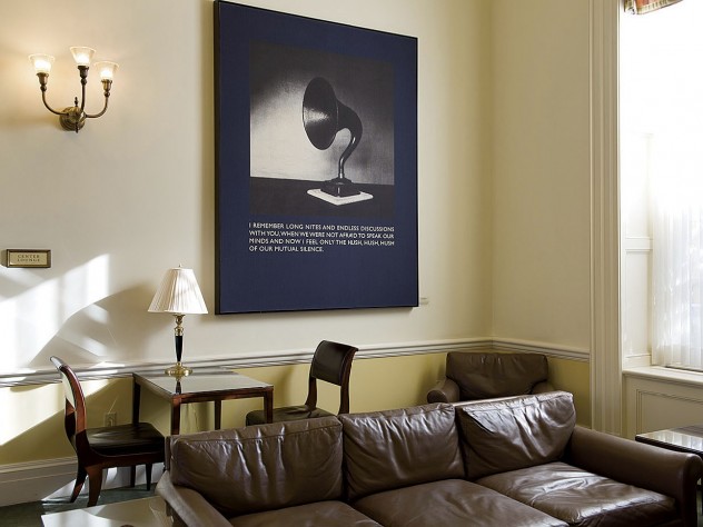 Photograph by Jim Harrison <i>The Hush of Your Silence</i> from the <i>Who What When Where</i> series (1998), by Carrie Mae Weems, Spangler Center