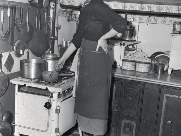 Photograph by Paul Child/The Schlesinger Library, Radcliffe Institute, Harvard University; Julia Child image, photograph & related rightsTM/©2012 the Julia Child Foundation for Gastronomy and the Culinary Arts Child in her postwar Paris kitchen