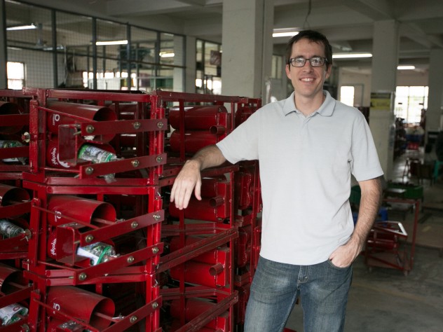 Photograph © Tim Mitzman for Proximity Designs 2013 Manufacturing manager Todd Murphy, an engineer, at Proximity's factory and assembly facility in northeastern Yangon