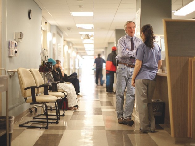 O’Connell on duty at one of the Boston Health Care for the Homeless Program clinics