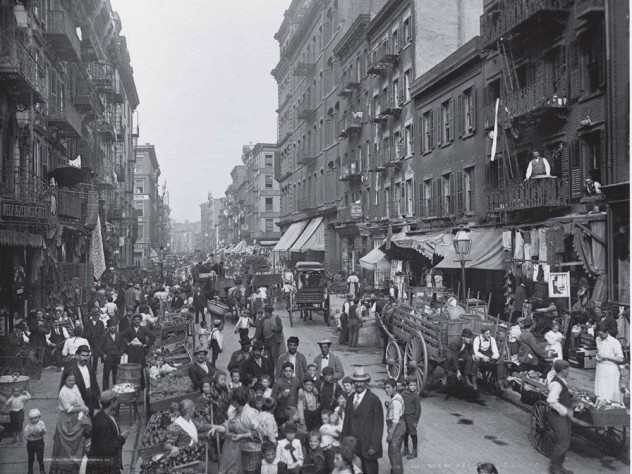 Photograph of American urban life, Mulberry Street, New York, c. 1900
