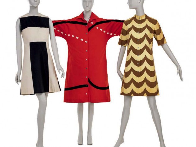 Modern shifts in black and white, red and black, and yellow and brown with geometric patterns