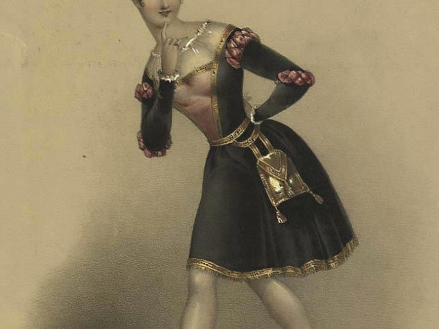 A portrait of ballerina Pauline Leroux in Scottish attire