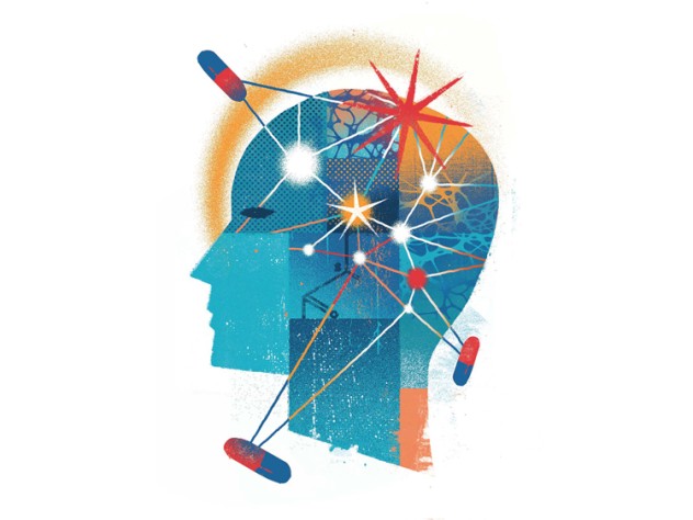 Illustration of a human head benefitting from exercise