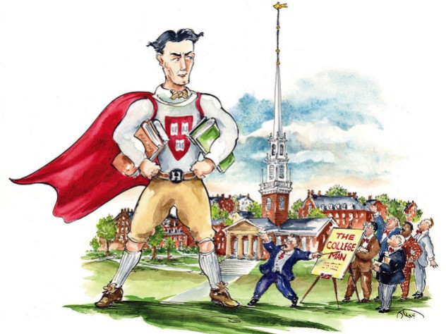 Illustration of a collegiate hero, per Theodore Roosevelt in 1907