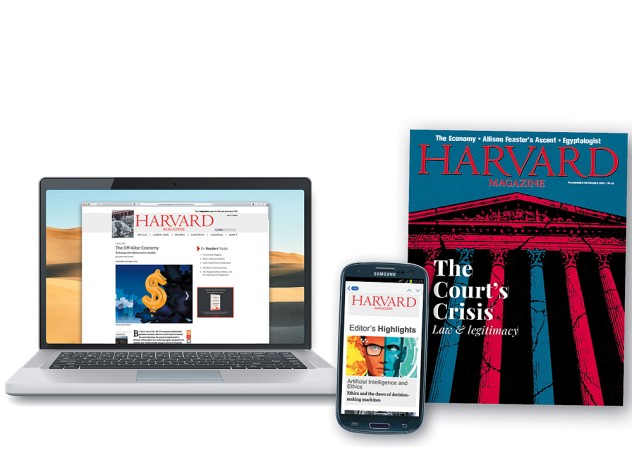 Image of the magazine website, mobile version, and cover