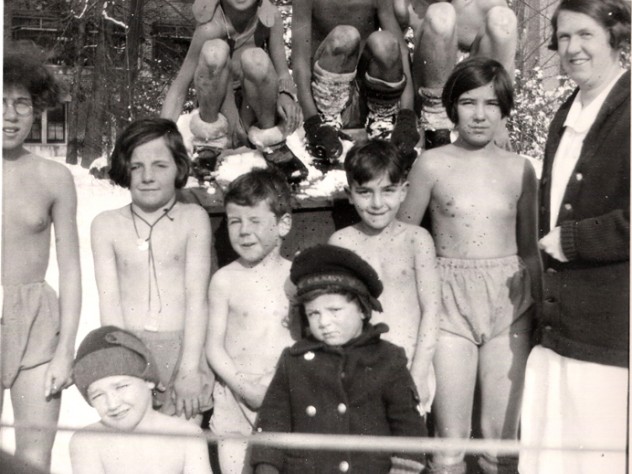 Year-round fresh air and sunlight were seen as curative in the early 1900s. Children at tuberculosis sanatoriums, including Wallum Lake (shown here), were sent outside barely clothed, even in winter.