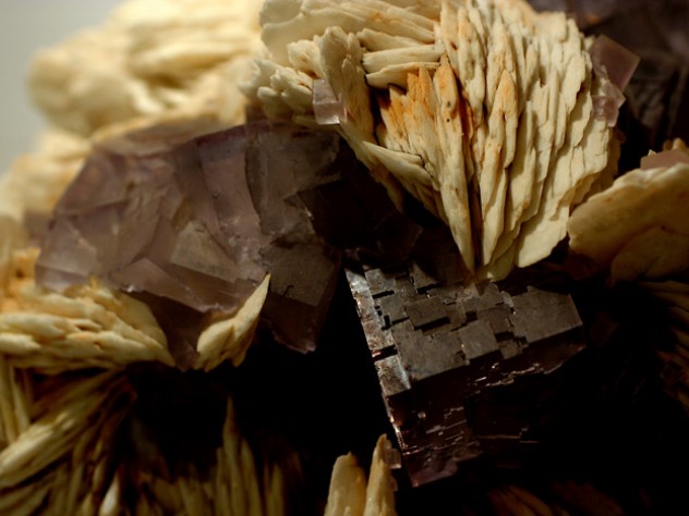 Patrick Rogers Purple crystals of fluorite, intergrown with barite, from Berbes, Oviedo (Asturias), Spain
