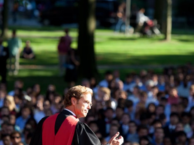 Photograph by Rose Lincoln/Harvard News Office Dean of Freshmen Thomas A. Dingman welcomed everyone to the convocation.