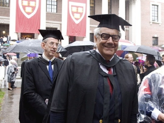 Representatives of 220 academic institutions joined the procession into Tercentenary Theatre—in the rain. Among them were
