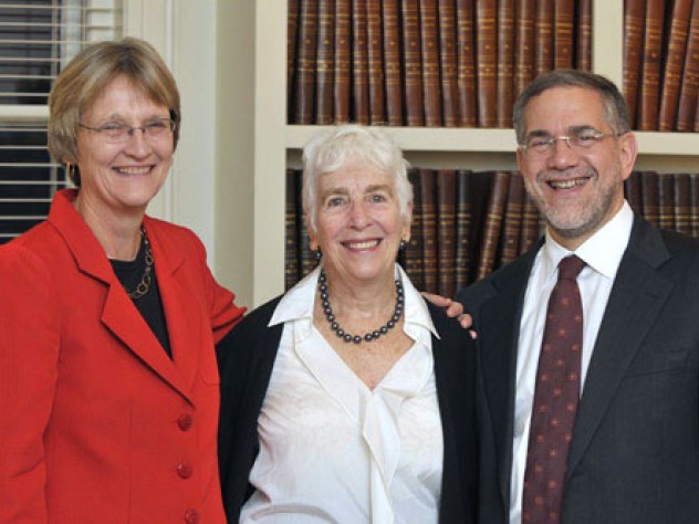 Photograph by Tony Rinaldo President Drew Faust, Emily Rauh Pulitzer, and Provost Steven Hyman. Images of selected gifts are below. For a complete list, <a href="http://harvardmag.com/media/art_pulitzer.pdf" target="_blank">view pdf</a>.