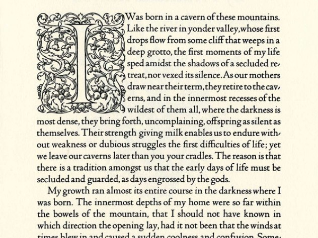The first book to be set in Bruce Rogers's typeface Centaur was The Centaur, by Maurice de GuÈrin, in an edition hand set by Mrs. Rogers and published by the Montague Press in 1915.