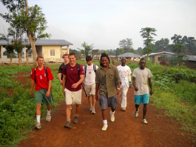 Courtesy of David Sengeh The GMin crew departs Sahn Malen for a village where they will distribute bed nets. From L to R: Clement Wright ’09, Justin Grinstead ’10, Sam Slaughter ’09, Jacob Segal ’09, David Sengeh ’10, Red Cross volunteer Anthony Lebbie, and Sengeh’s cousin Anthony Sengeh.
