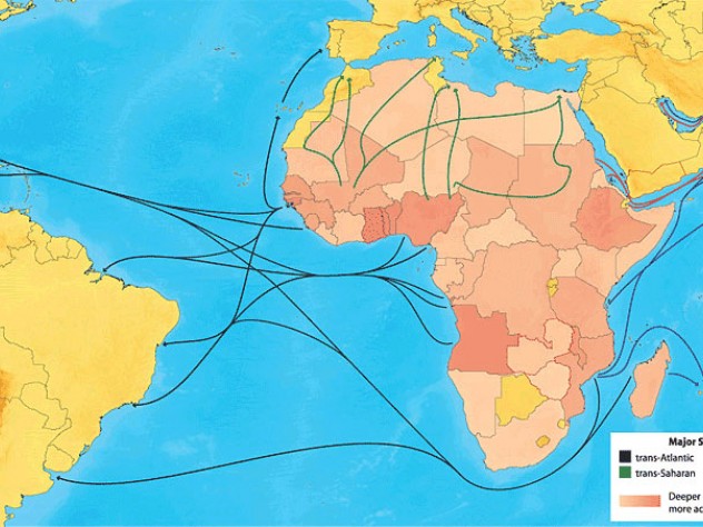 The slave trade shipped Africans to the Americas, the Middle East, and Asia; where victims ended up depended in part on which trade route their captors used. In total, the four routes ferried nearly 20 million people out of Africa.