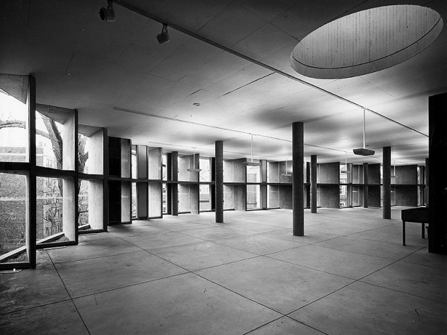 Interior of the finished Carpenter Center for the Visual Arts.
