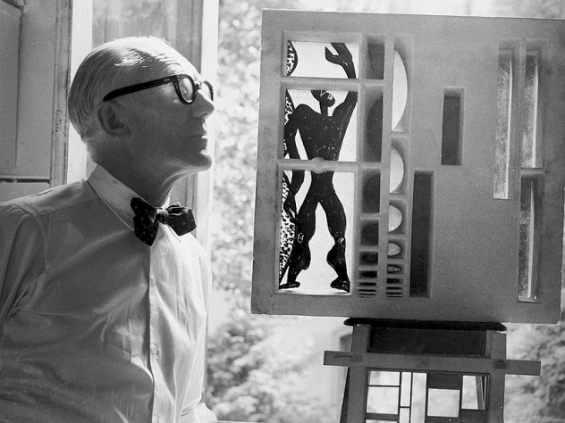 Le Corbusier with his &ldquo;Modular&rdquo; system of human and architectural proportions.