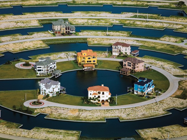 Alex MacLean Homes in Galveston, Texas, are built on wetlands. MacLean fears that, if the sea level rises, communities like this one will be especially vulnerable.