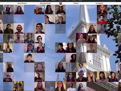 Screen shot of students from 2020 Harvard virtual degree-granting ceremony