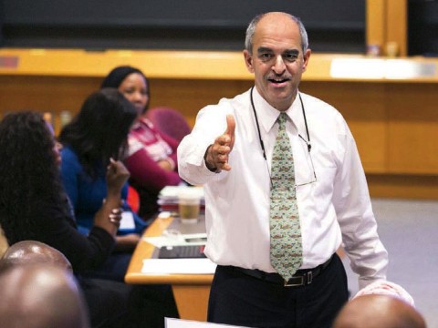 Photograph of Business School dean Srikant Datar in a classroom