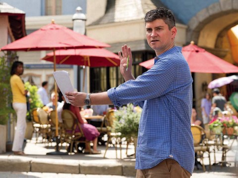 Mike Schur on the set of The Good Place